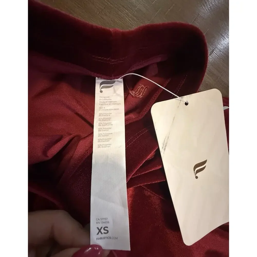 NWT Fabletics Emma Velour Leggings Cherry Burst Red Size XS Tall NEW $65.95 - Picture 11 of 16
